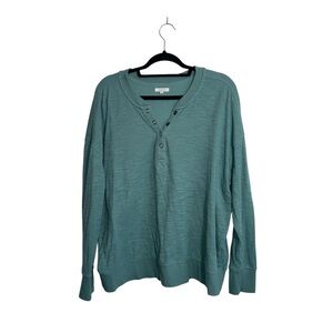 Maurices Relaxed Fit Henley Sweatshirt Solid Teal Green Pullover XXLarge Women’s